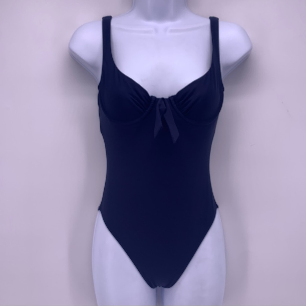 J.Crew Navy Blue Underwire Tie Front One Piece Bathing Suit Size 0